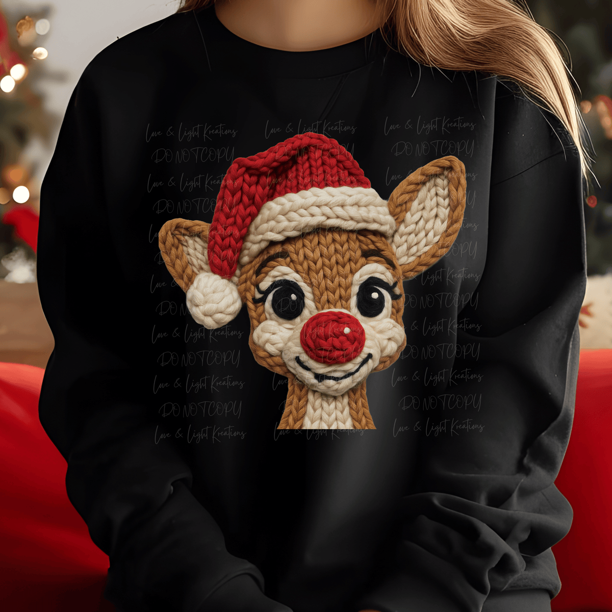 Faux Yarn Red Nose Reindeer