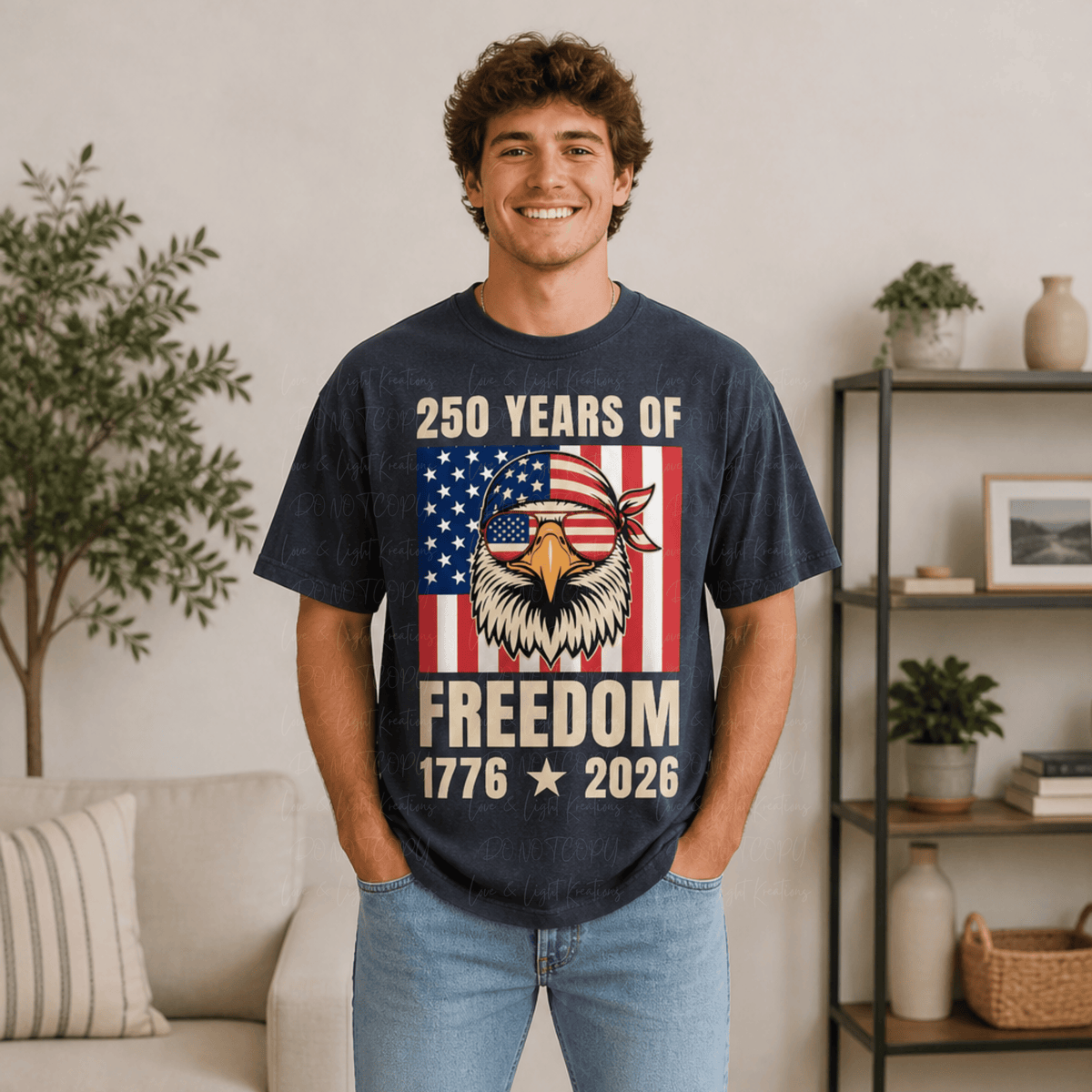 250 Years of Freedom Eagle with Bandana, Glasses and Flag