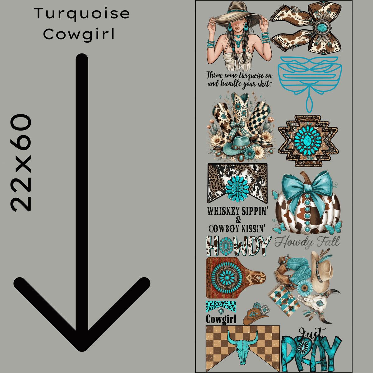 Turquoise Cowgirl Gang Sheet