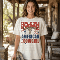 4th of July American Cowgirl Western with Leopard Print Skull