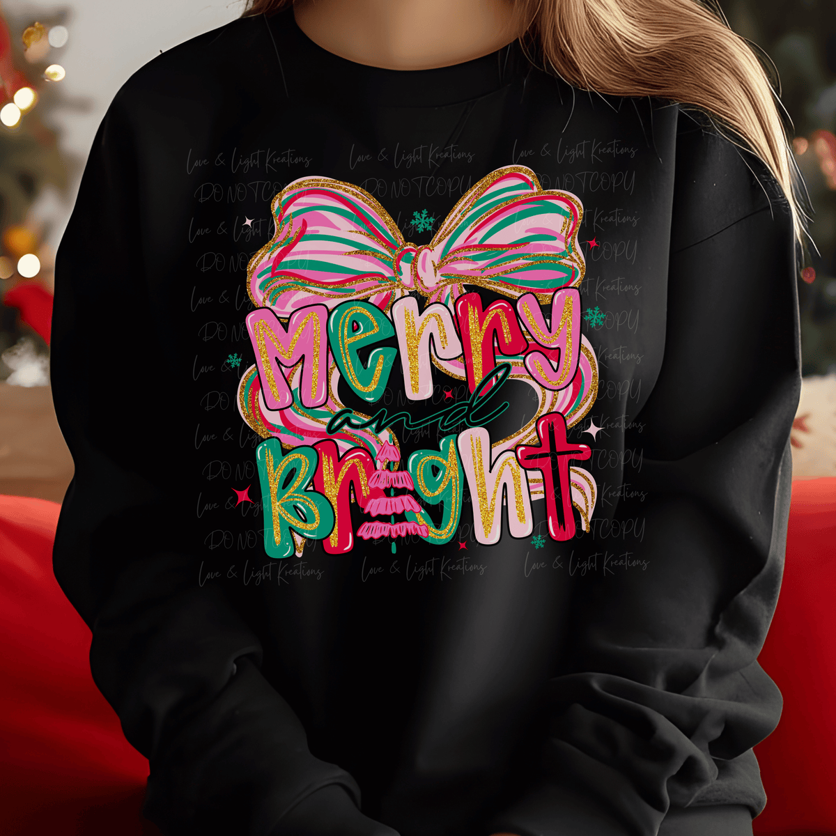 Merry and Bright Doodle with Bow
