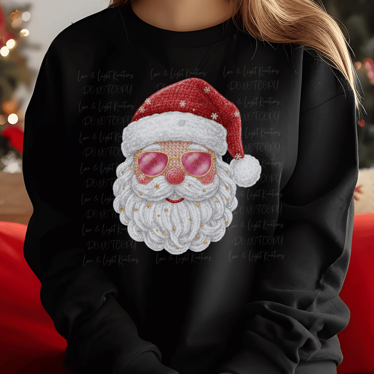 Faux Yarn Glitter Santa