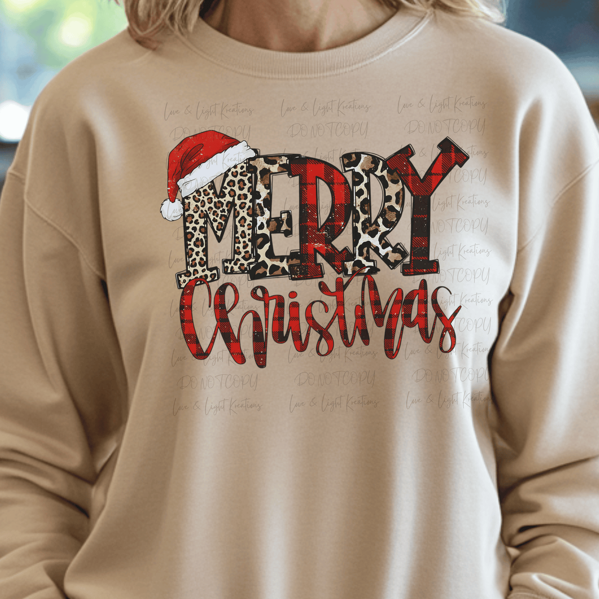 Leopard and Buffalo Plaid Print Merry Christmas