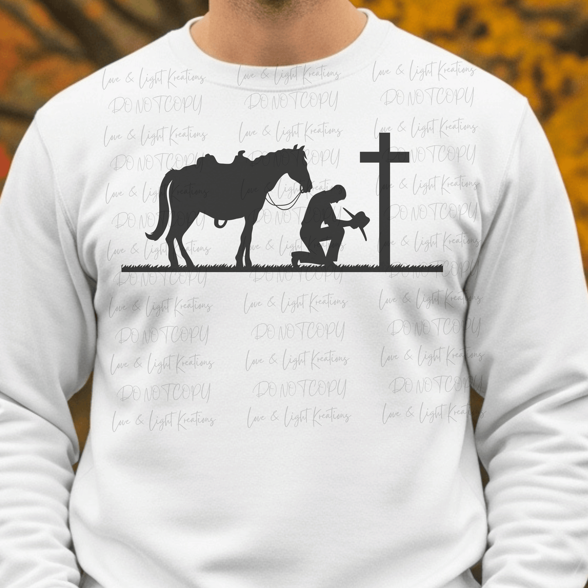 Horse and Cowboy Kneeling at the Cross