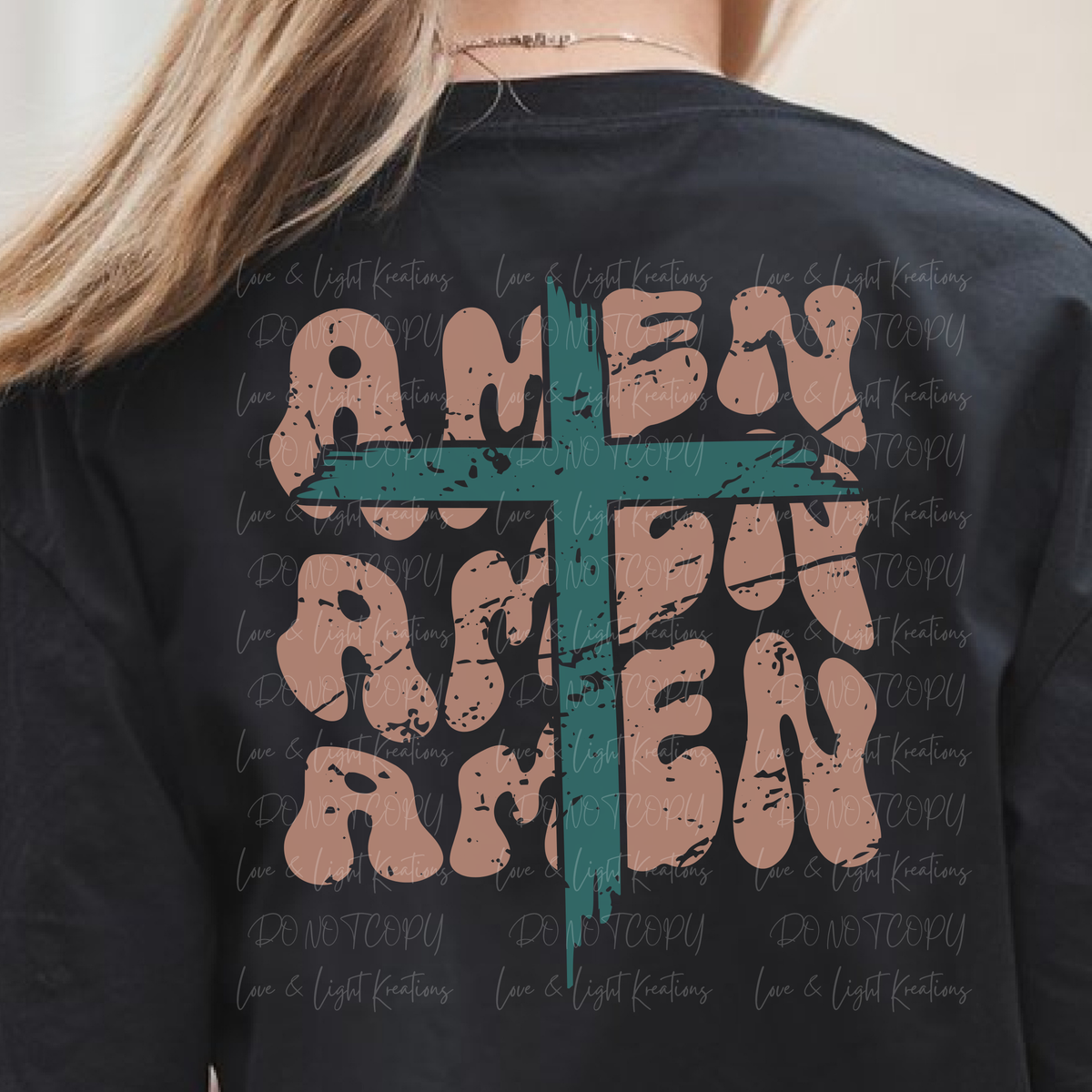 Amen Amen Amen Distressed with Cross
