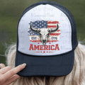 America Est. 1776 Cow Skeleton American Flag