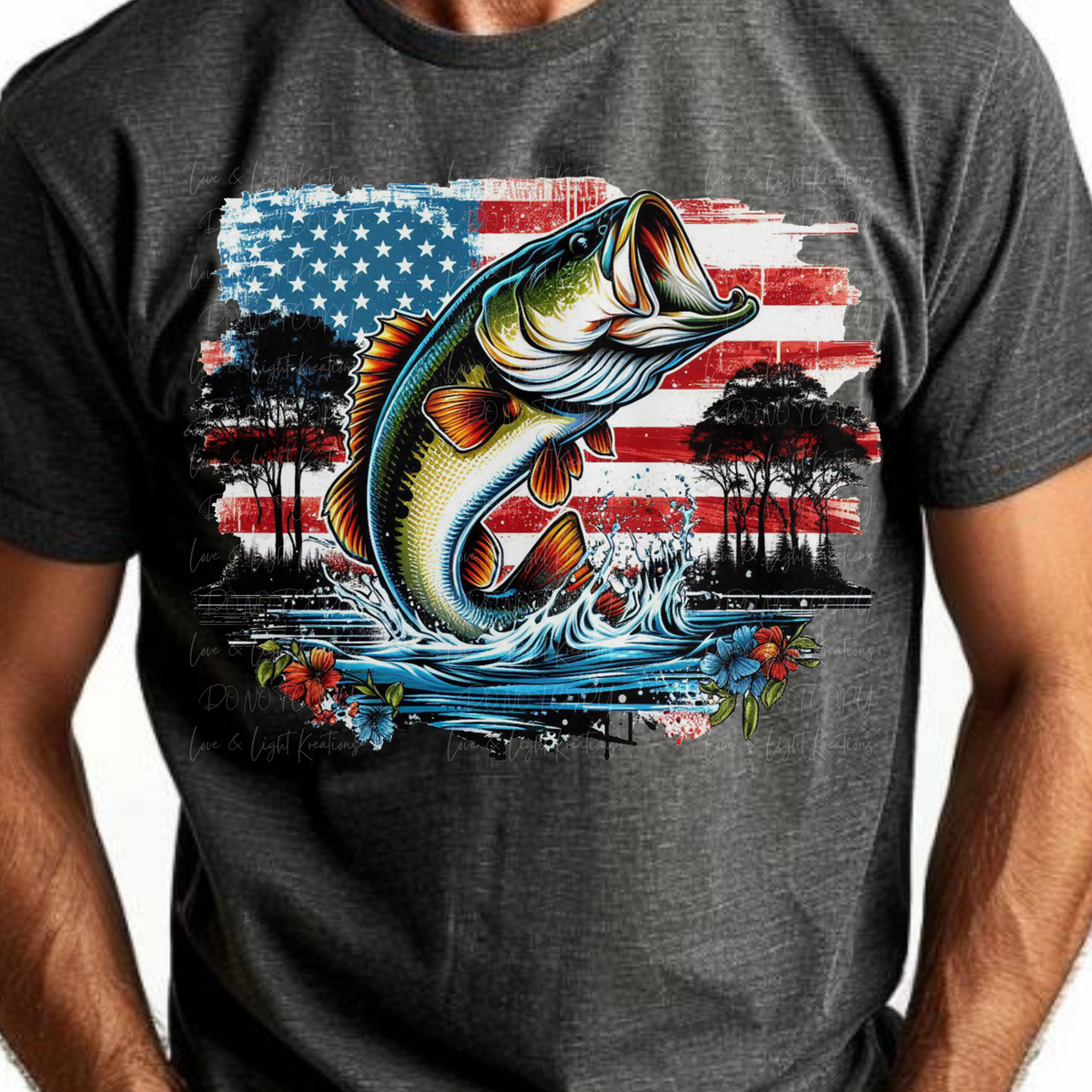 American Flag Distressed Fish
