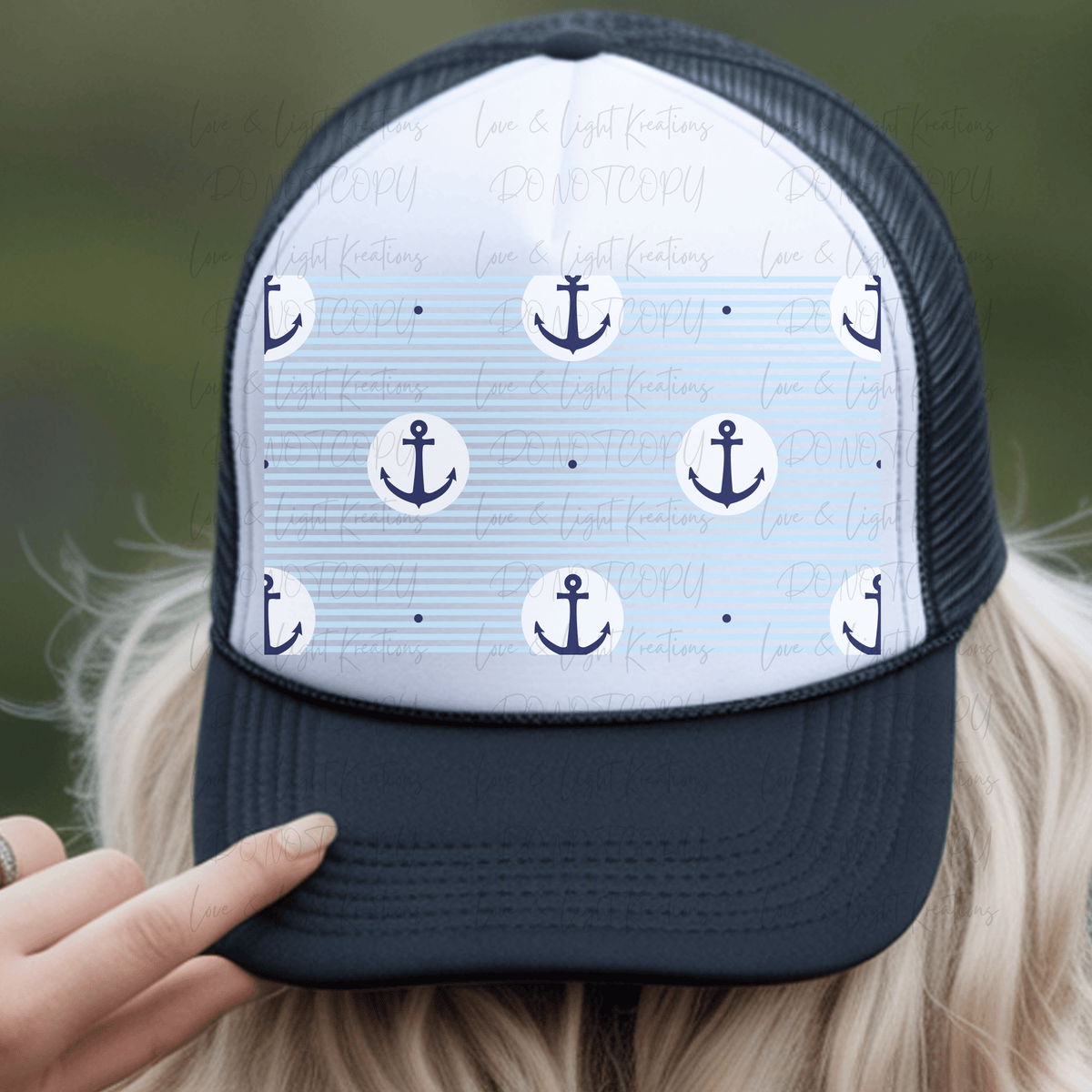 Anchor Blue Striped Hat Background