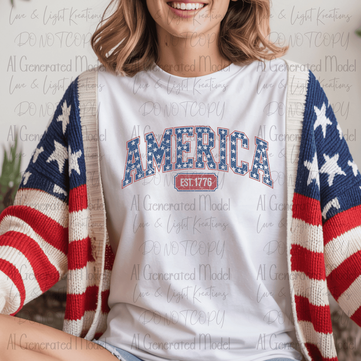 Arched America 1776 Blue Star Distressed