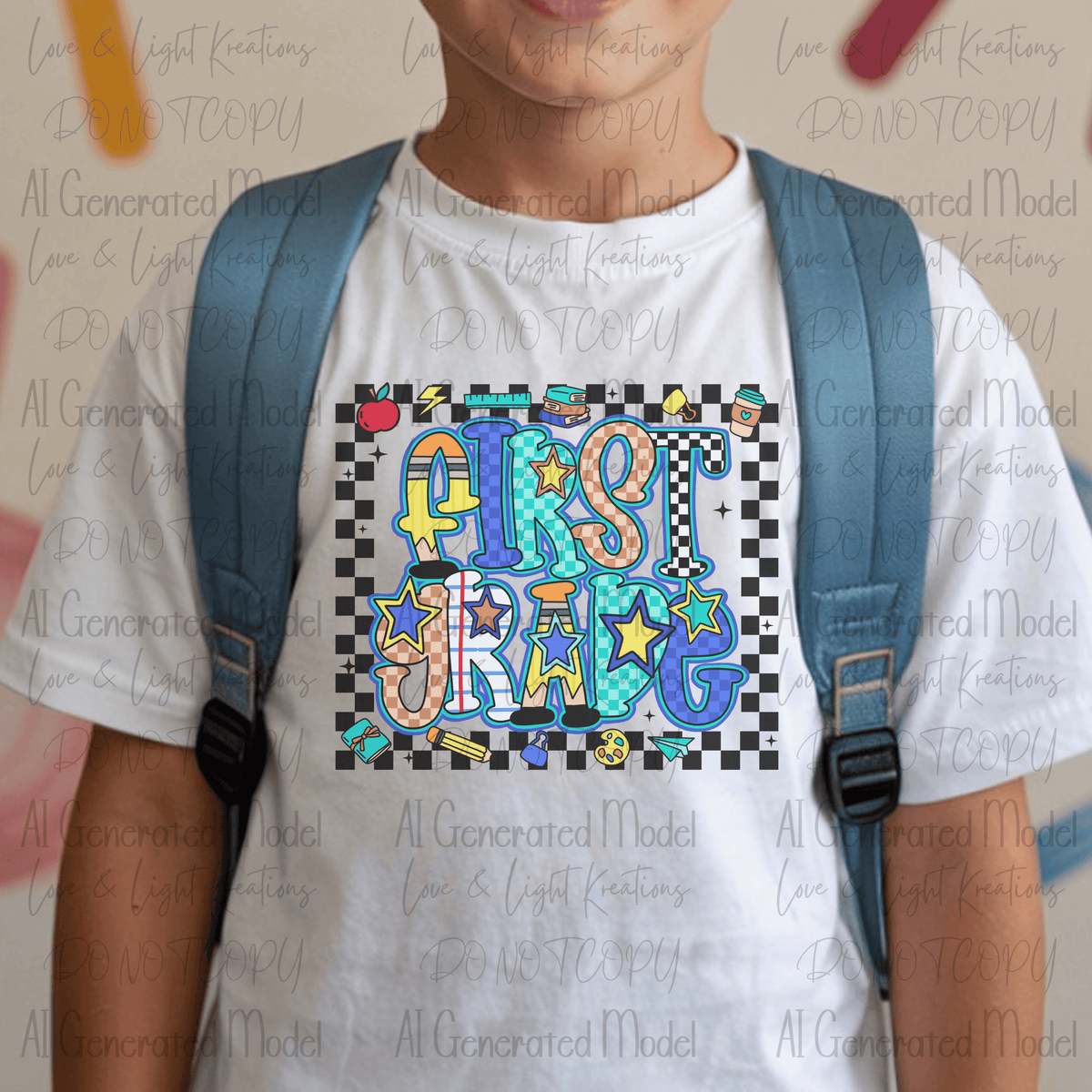 Back to School Checker Pattern First Grade