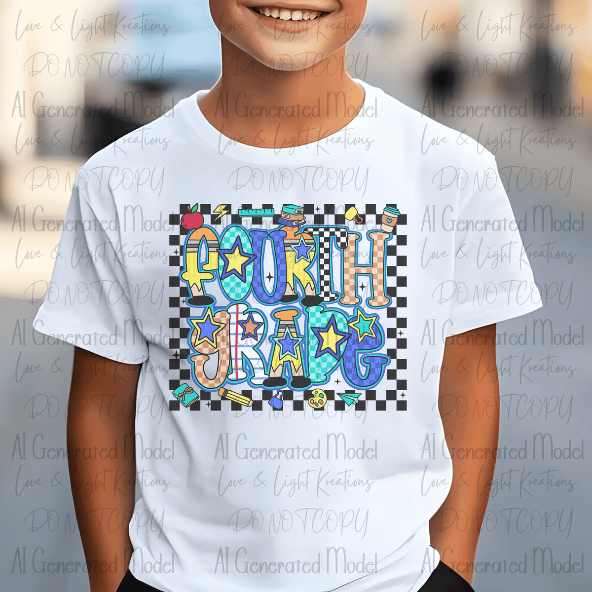 Back to School Checker Pattern Fourth Grade