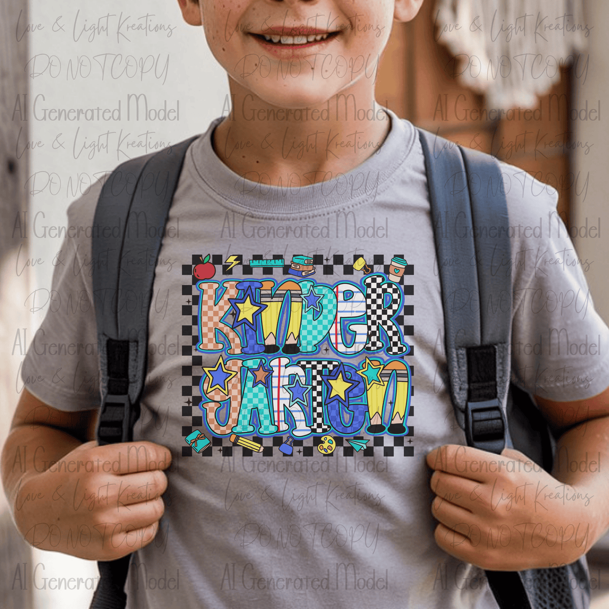 Back to School Checker Pattern Kindergarten