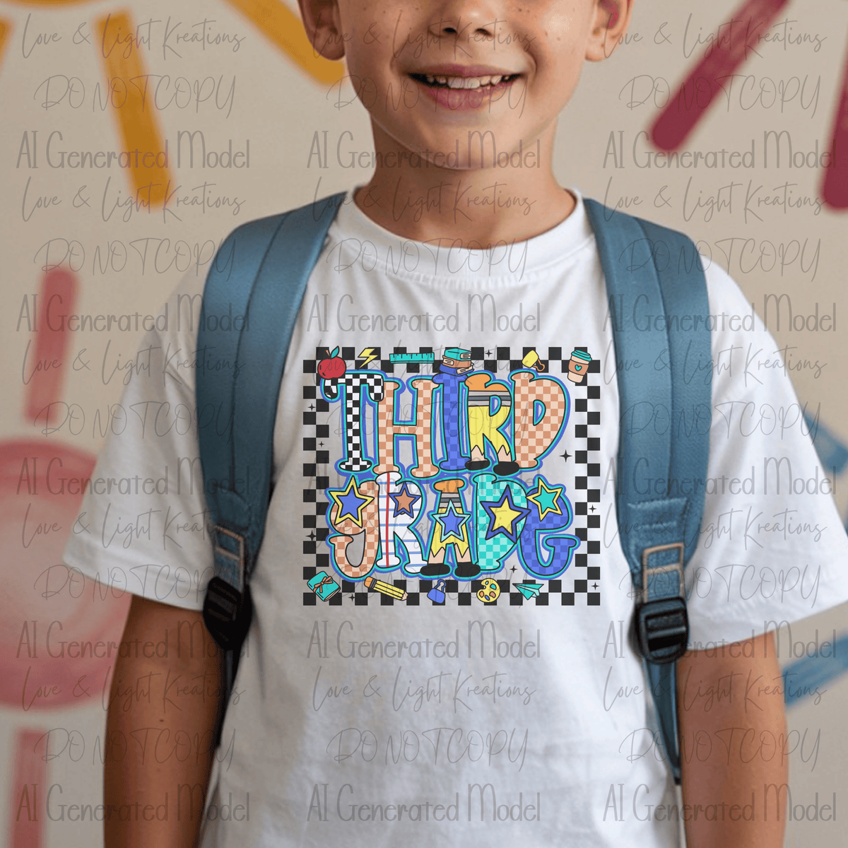 Back to School Checker Pattern Third Grade
