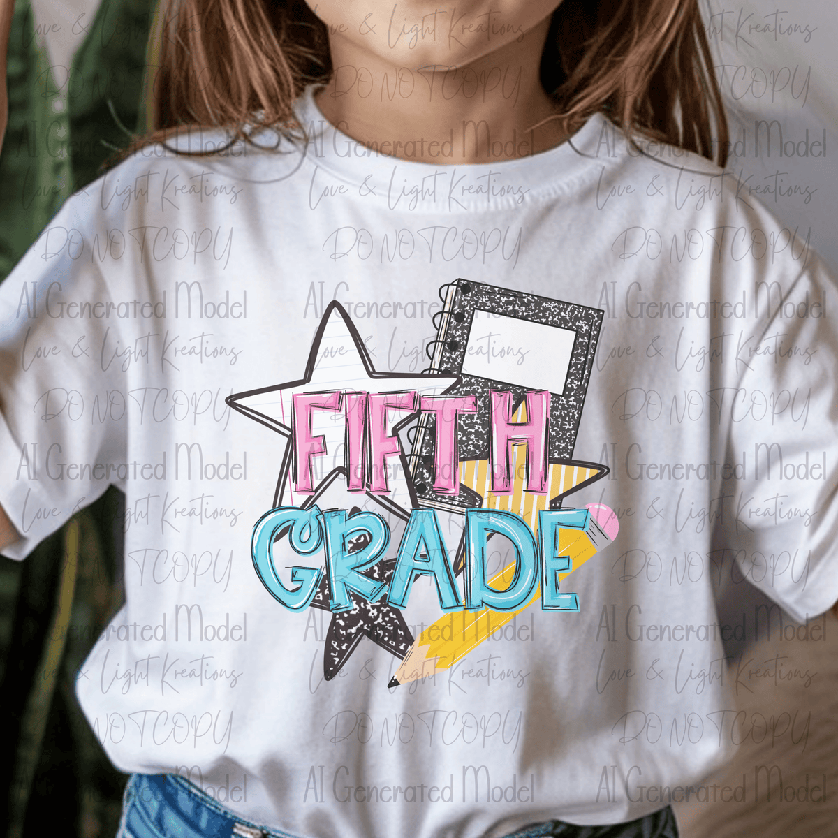 Back to School Composition Notebook Fifth Grade Blue and Pink