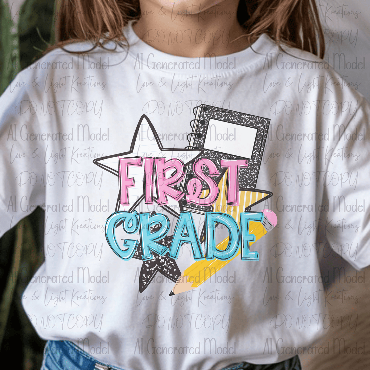 Back to School Composition Notebook First Grade Blue and Pink