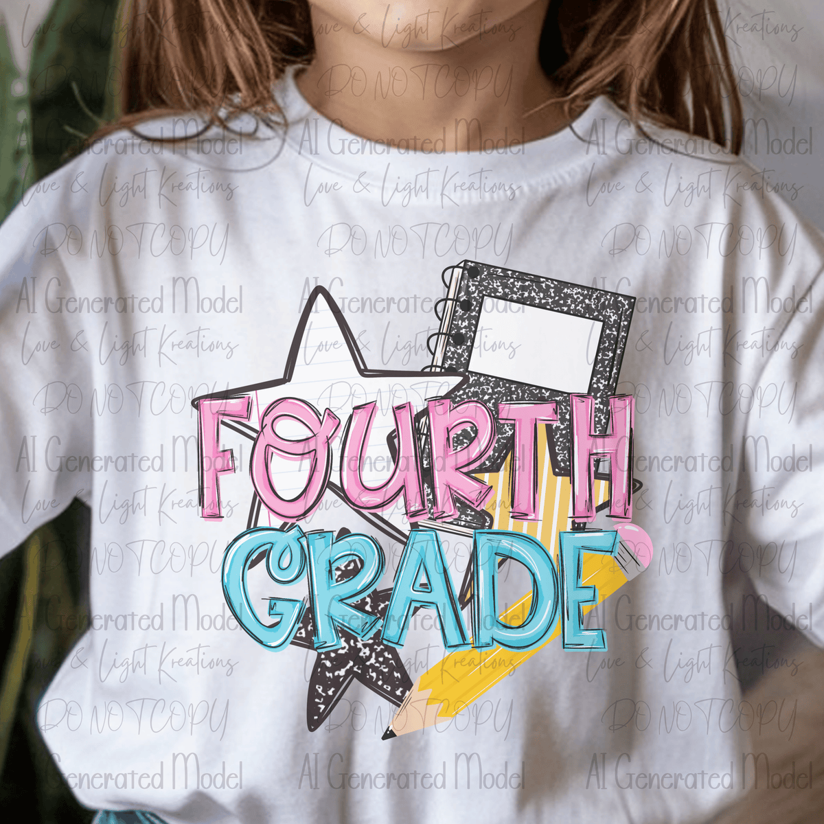 Back to School Composition Notebook Fourth Grade Blue and Pink