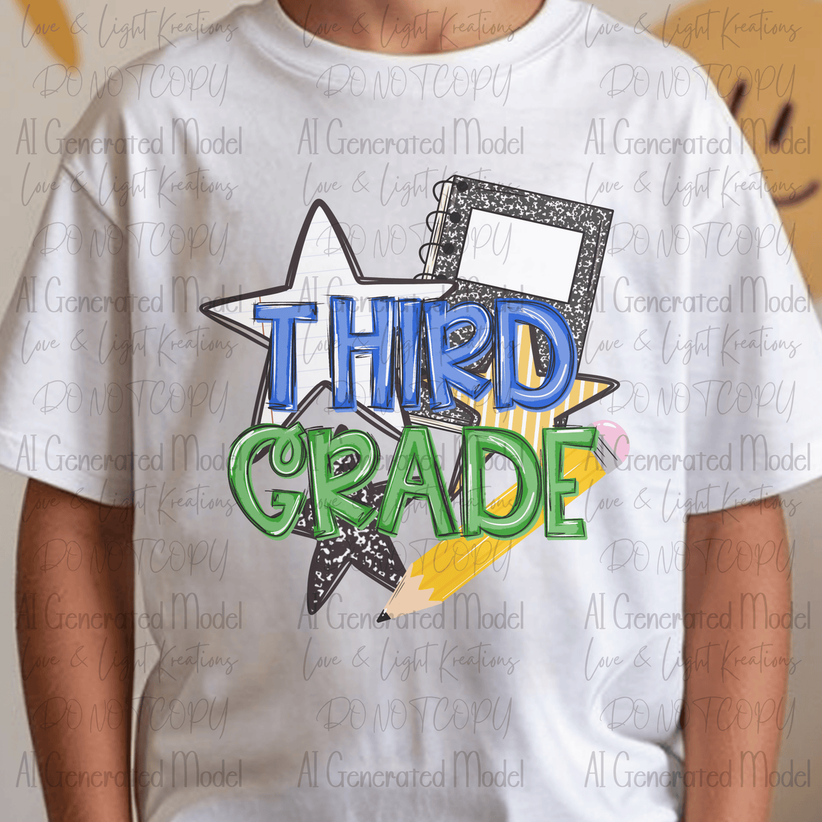 Back to School Composition Notebook Third Grade Blue and Green