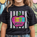 Back to School Striped Apple Sixth Grade