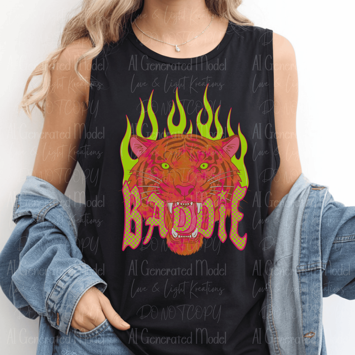 Baddie Neon Tiger Flames
