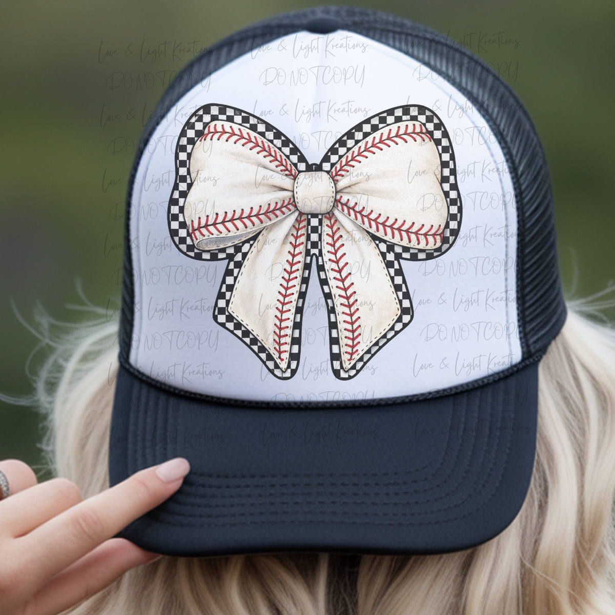 Baseball Coquette bow with Coquette Checkered