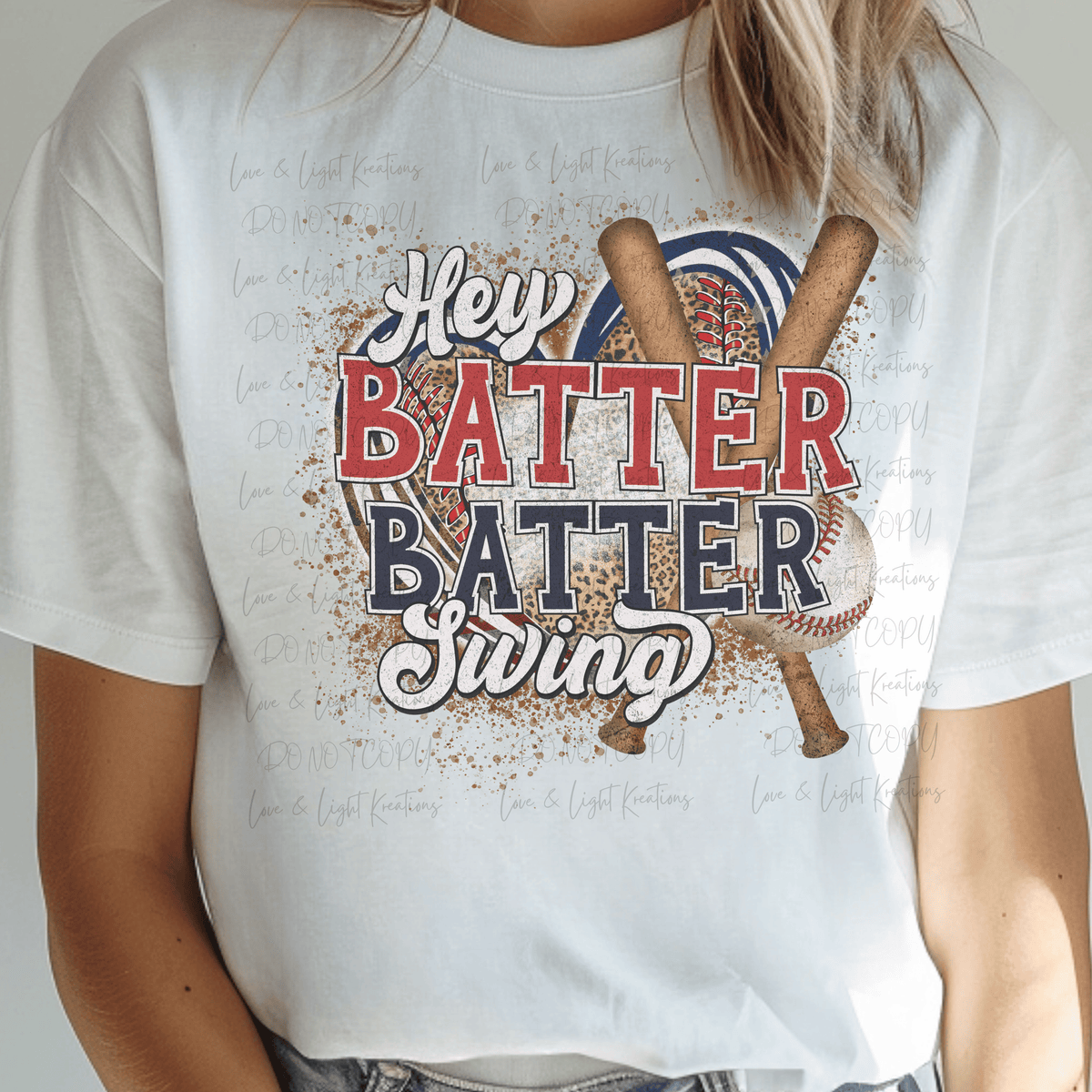 Baseball Hey Batter Batter Swing with Heart and Splatter
