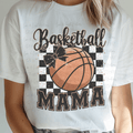 Basketball Mama with Checkered Black and White with a Basketball with Coquette Bow