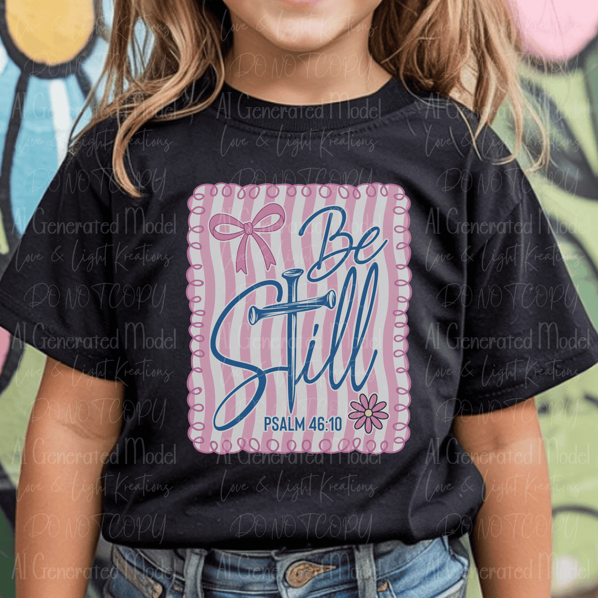 Be Still Psalm 46_10 Pink Stripe Stamp Bow