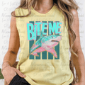 Bite Me Neon Shark Navy Stripes