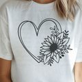 Black Doodle Heart with Sunflower