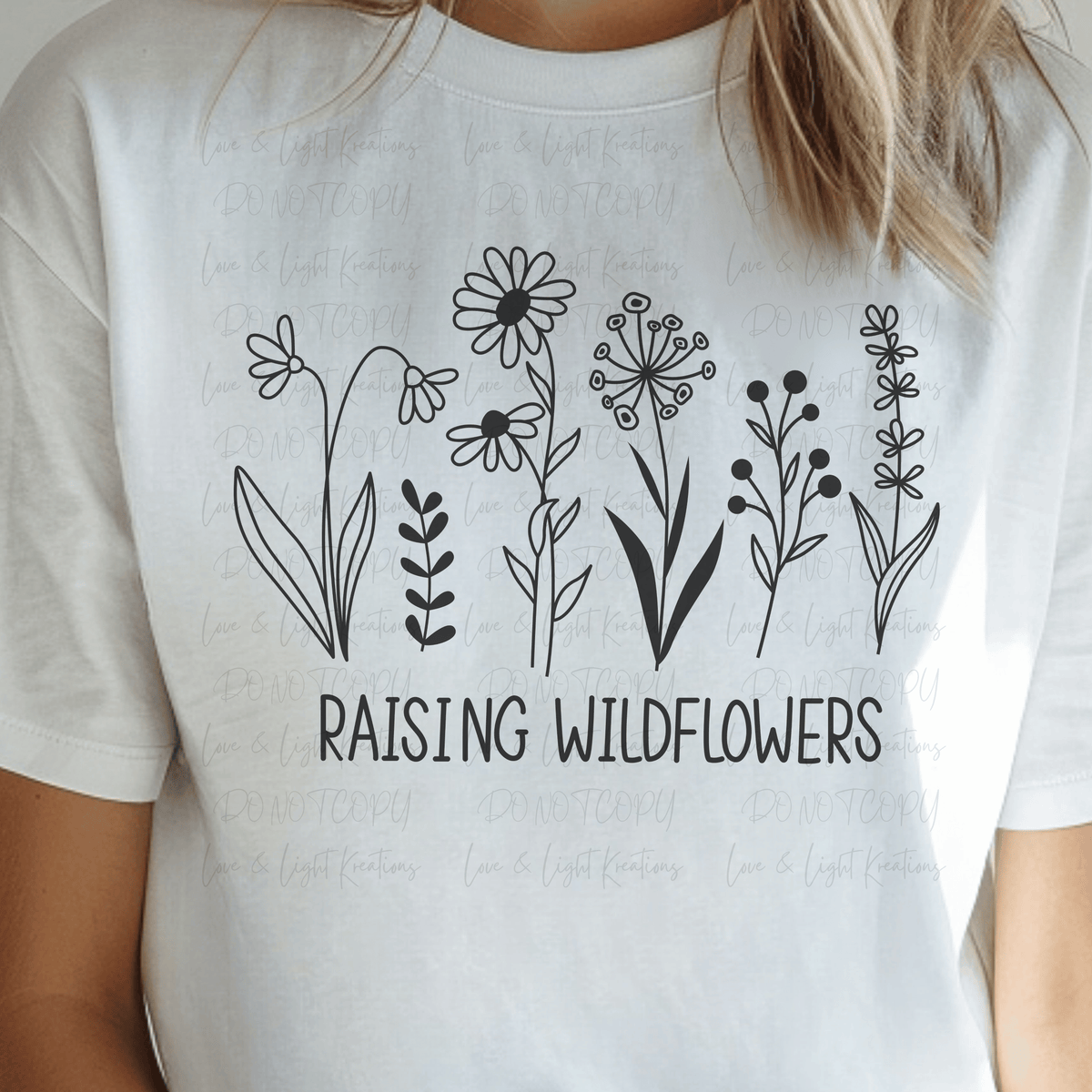 Black Raising Wildflowers with Flower Doodle