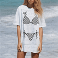 Black and White Checkered Swimsuit Bottom
