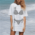 Black and White Checkered Swimsuit Top