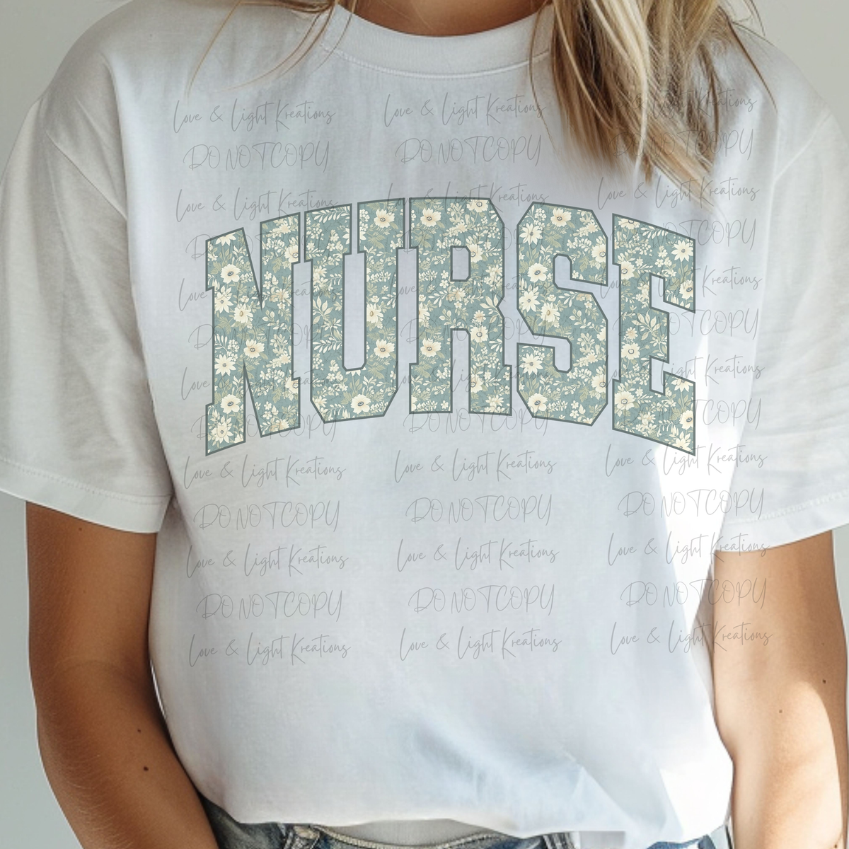 Blue Background Floral Arched Nurse