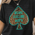 Blue Collar Wife with Leopard Print and Teal Outline Spade