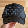 Blue Coquette Bow Hat Background