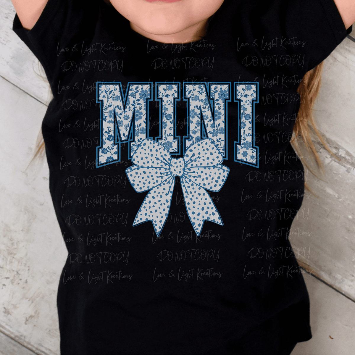 Blue Floral Mini with Blue Polka Dot Coquette Bow