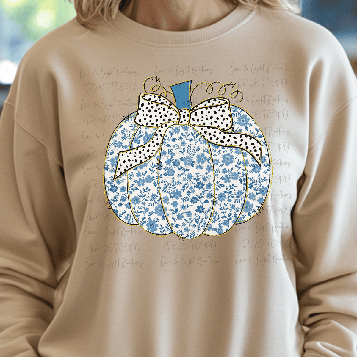 Blue Floral Pumpkin