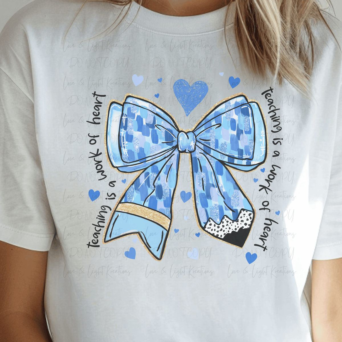 Blue Paint Strokes Pencil Bow Teaching is a Work of Heart