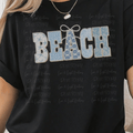 Blue Patterned Beach with Pearl Outline