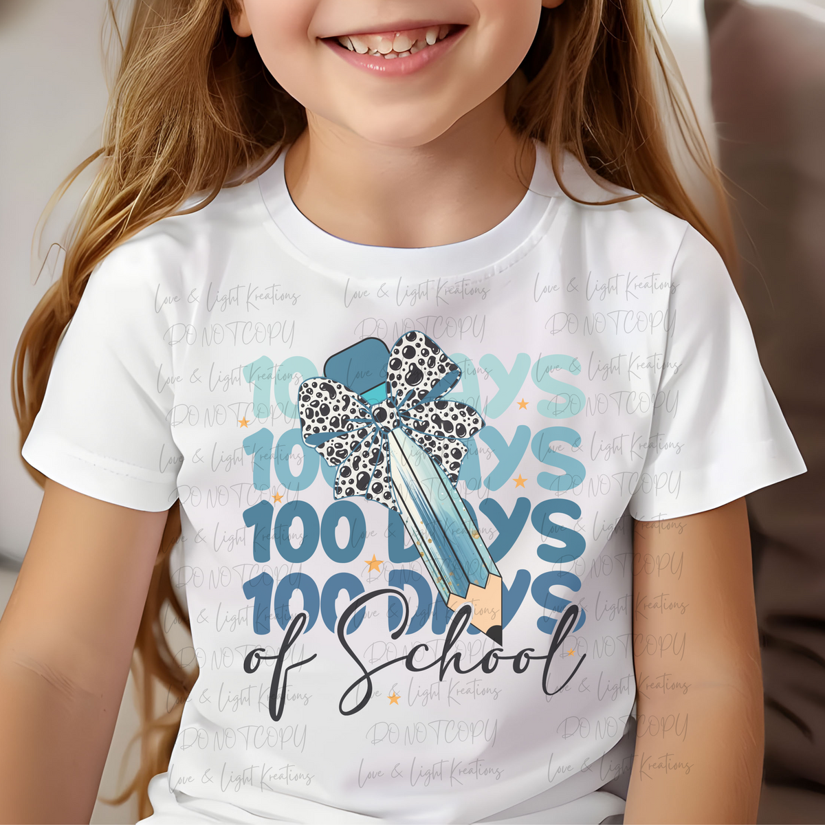 Blue Pencil Repeated Shades of Blue 100 Days of School