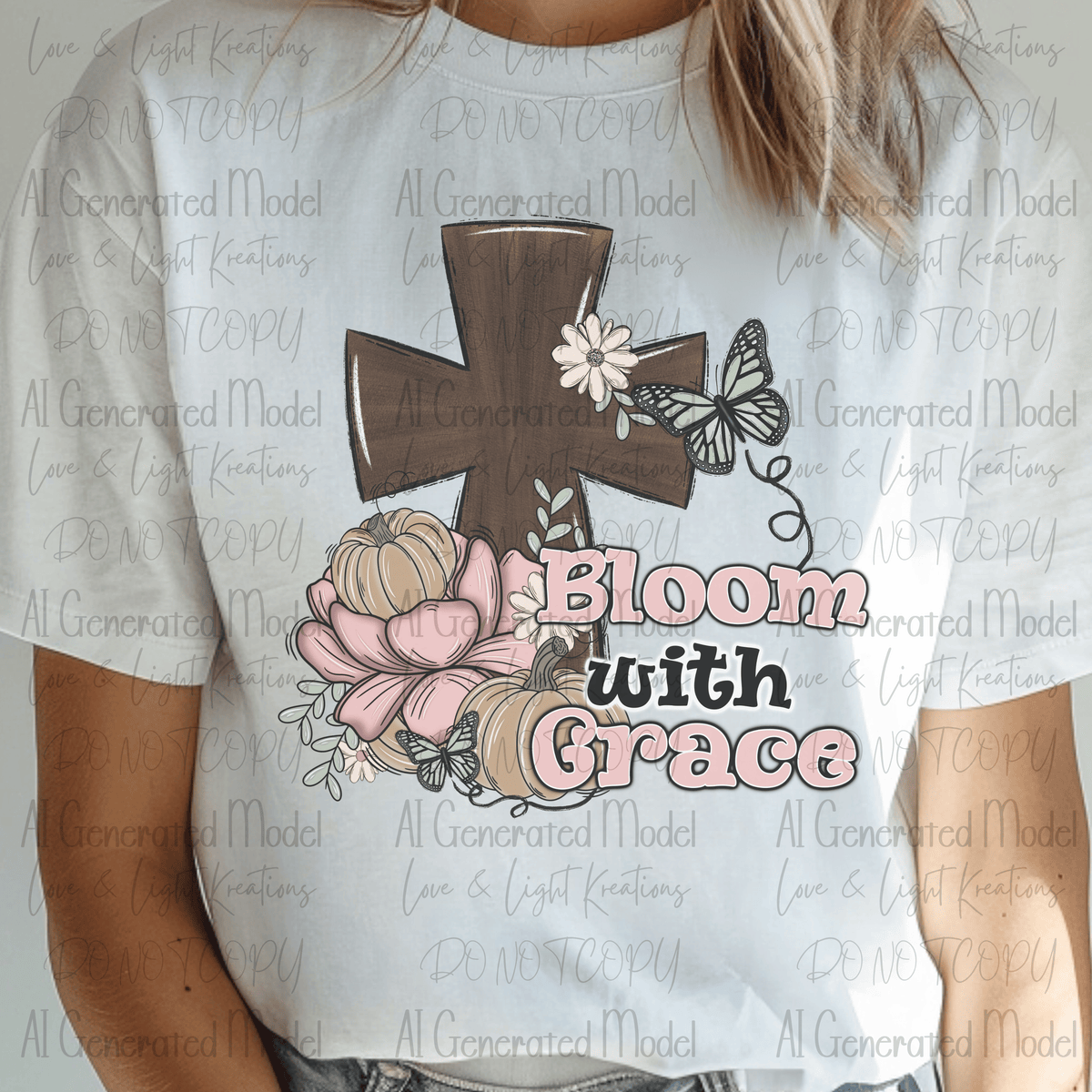 Boho Bloom with Grace with Pumpkins, Butterfly and Cross