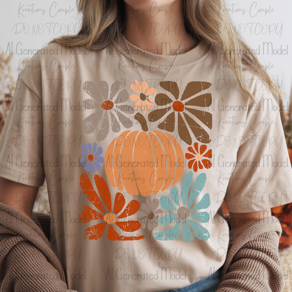 Boho Flower Pumpkin