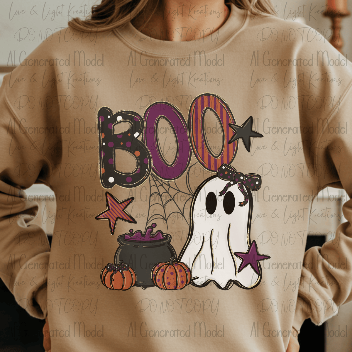 Boo Ghost with Gold Glitter Outline