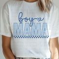 Boy Mama with Blue Leopard Print and Checkered