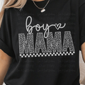 Boy Mama with White Leopard Print and Checkered