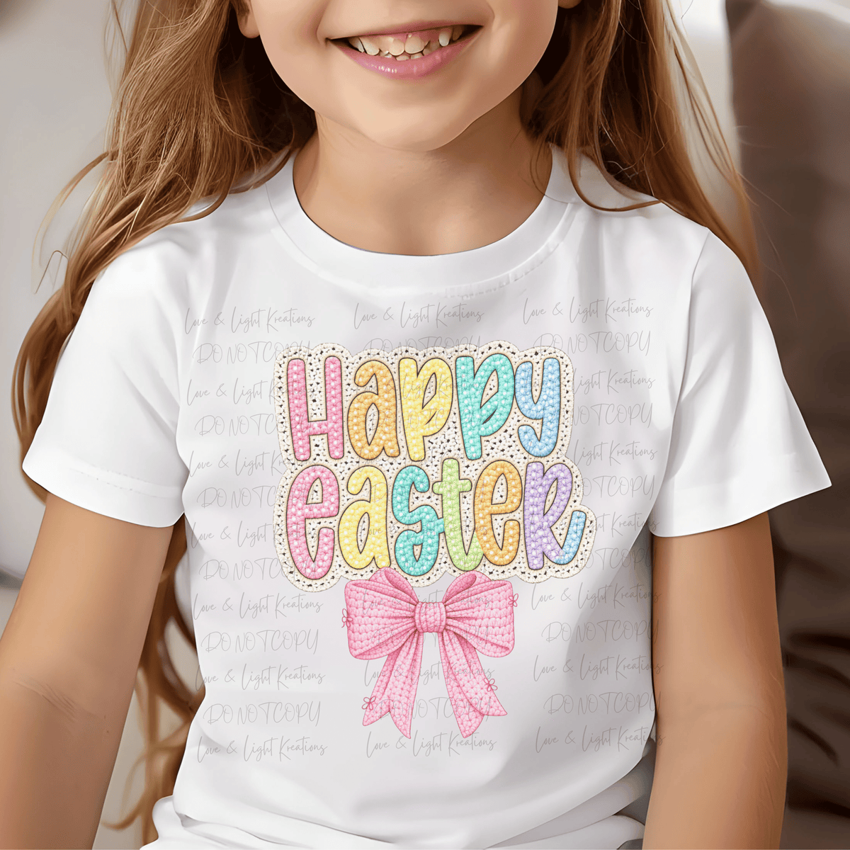 Bright Colored Happy Easter with Bow