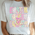 Bright Colored Patterned Easter with Paint Stroke Easter Bunny with Heart and Bow