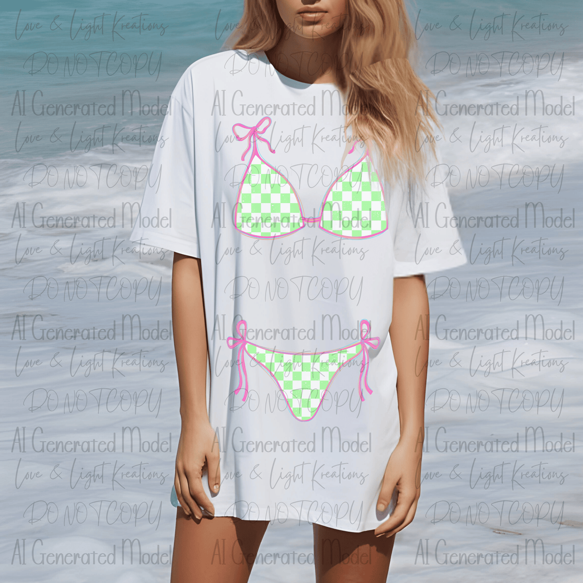 Bright Green Checkered Swimsuit Bottom