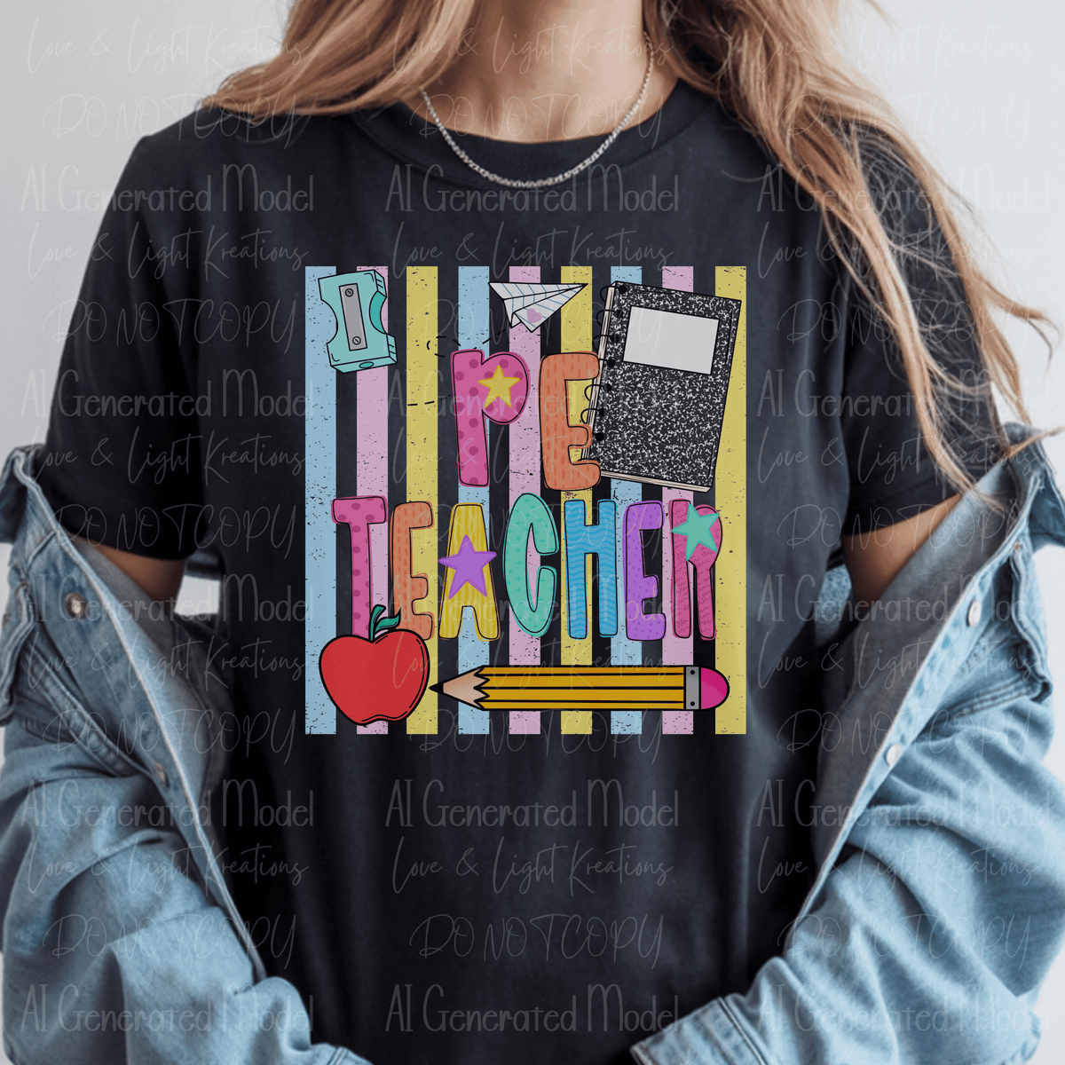 Bright PE Teacher Secretary Pastel Stripes