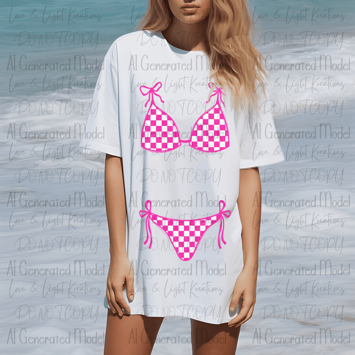 Bright Pink Checkered Swimsuit Bottom